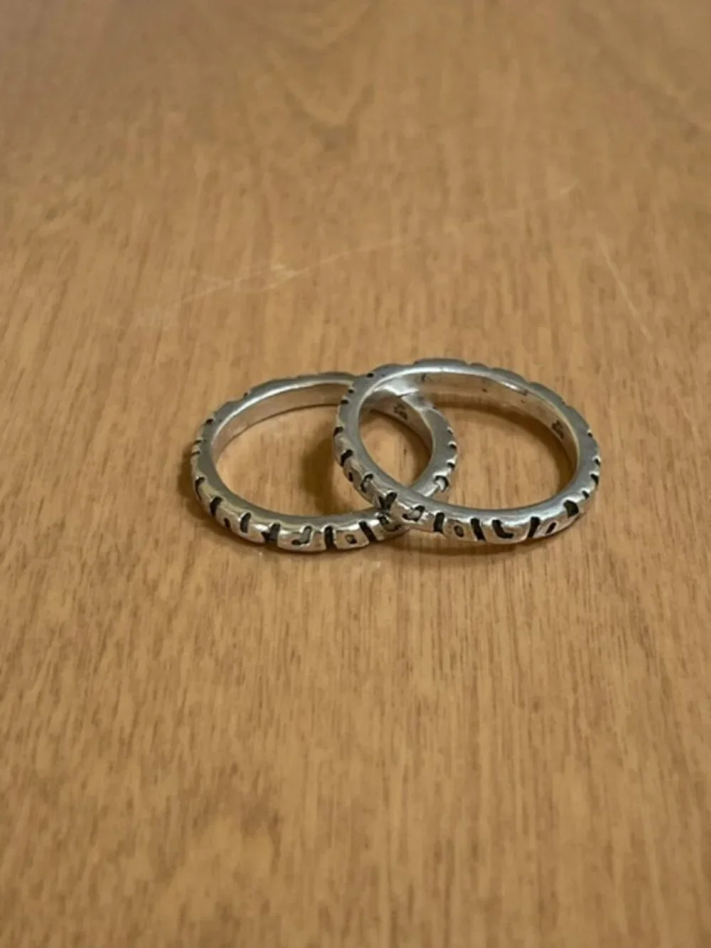 Two (2) Silpada R1384 etched band stack rings SZ 9.5